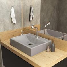 Kit Cuba Rt49 com Torneira Pratika 1060 Metal e Válvula 1 Polegada e Sifão Cromado e Flexível Compace Cinza