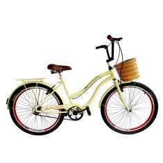 Bicicleta adulto vintage aro 26 cesta tipo vime s/ marchas