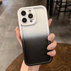 Moda macia silicone gradiente cor caso de telefone para iphone 11 12 13 14 15 pro plus fosco casos capa, preto, para iphone 11pro max
