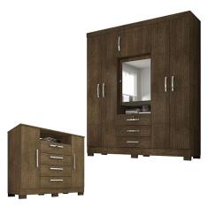 Guarda Roupa Casal Imperial com Cômoda Madri Malbec - Incorplac 
