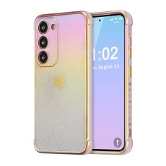 ZTOFERA Capa para Samsung Galaxy S23 Plus de 6,6 polegadas, linda capa colorida com borda de revestimento iridescente com padrão de corações de amor, proteção de lente de câmera à prova de choque para