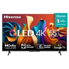 Smart TV 55" UHD 4K QLED Hisense 55Q6N Google TV com HDR10+, Dolby Atmos, Sports Mode, Game Mode Plus e Compatível com Alexa