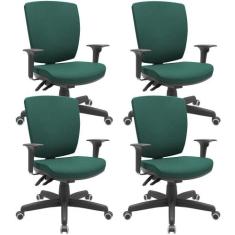 Kit 04 Cadeiras de Escritório Diretor Office Giratória Preto Alta Flex