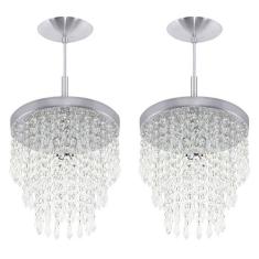 Kit 2 Lustres Pendente De Cristal Acrílico Manucrillic - MARRYLUZ
