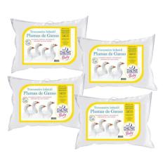 Kit com 4 Travesseiro Macios - Lavaváveis - Plumas - Daune