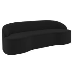 Sofá 3 Lugares Para Sala De Estar Living 210cm Theo D06 Veludo Preto - Mpozenato