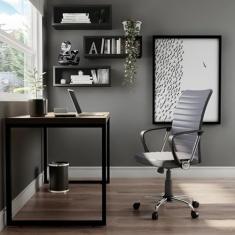 Cadeira de Escritório Diretor Giratória Teslin Cinza