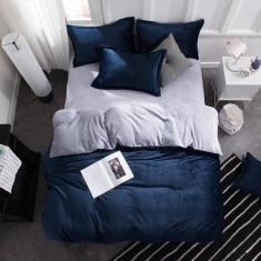 Jogo De Cama Solteiro King Sued 5 Pç Edredom De 200X240Cm