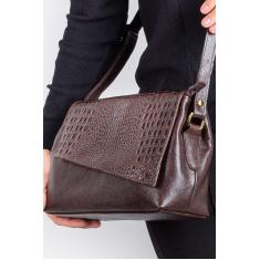 Bolsa tiracolo de couro croco com tampa Rose