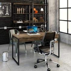 Mesa para Escritório 135cm 2 Gavetas Kuadra Compace Carvalho Dark