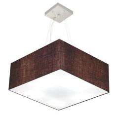 Lustre Pendente Quadrado Md-4040 Cúpula Em Tecido 21/50x50cm