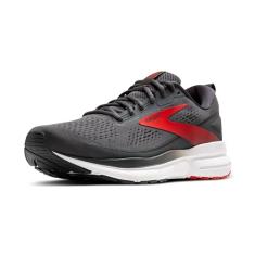 Brooks Tênis de corrida masculino Trace 3 Neutral, Ébano/vermelho ardente/branco, 42