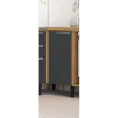 Balcão de Cozinha Canto 1 Portas em Mdf com Tampo New Porto Freijó/Grafite