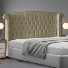 Cabeceira De Cama Box Luxo King 195 Cm Suede Bege Eli Móveis