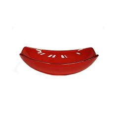 CUBA DE VIDRO OVAL CHANFRADA 51CM VERMELHO CEREJA