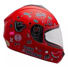 Capacete Infantil Vermelho Fly Young Hg Live, 54