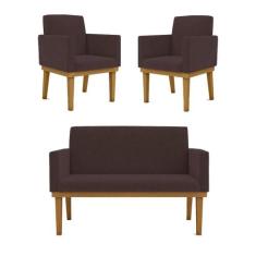 Kit Sofá Namoradeira + Poltrona Reforçada  Sala de Estar - B BALAQUI D