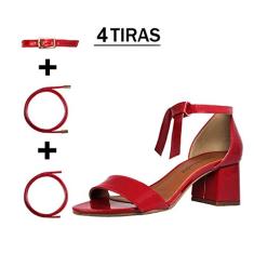 Sandália Troca Tira Salto Baixo Grosso Luiza Sobreira Verniz Vermelho Mod. 4075-2