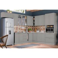 Cozinha Modulada Completa Americana 16 Peças (6Aéreos+5Balcões+1Paneleiro+4Complementos) C5P33 Cinza - Henn