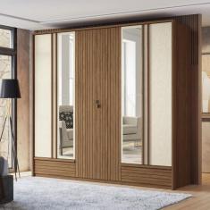 Guarda Roupa Casal 252cm 6 Portas 5 Gavetas Democrata Santos Andirá, J