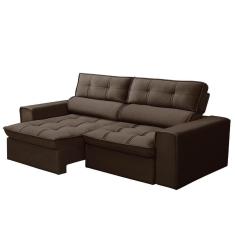 Sofá Retrátil Reclinável 3 Lugares 240cm Blanches F05 Veludo Marrom - Mpozenato