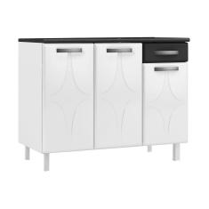 Balcão De Cozinha De Aço Triplo 105cm Com Tampo Smart Branco