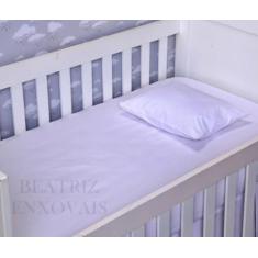 Lençol elástico de berço com travesseiro e fronha branco - BruceBaby B