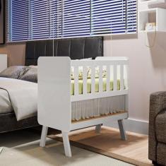 Mini Berço 3 em 1 com Colchão Ada Retrô 100% Mdf Espresso Móveis Branc