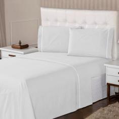 Roupa de Cama Queen 400 Fios 3 Peças Ponto Palito Casa Dona, Branco
