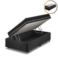 Cama Box com Baú Solteiro Preta + Colchão San Francisco Ortopédico Esp
