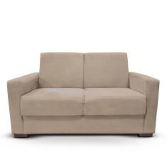 Sofá Estofado 2 Lugares Sala Estar Recepção Paloma Suede Bege