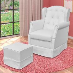 Poltrona de Amamentação com Balanço e Puff Alicia Corano Branco - Phoenix Baby