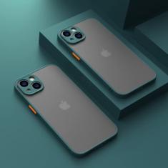 Capa de telefone fosca à prova de choque de luxo para iPhone 14 13 Pro Max 12 11 Pro Max XS Max XR X 8 7 Plus Capa protetora de silicone transparente, D verde, para iphone 12 mini
