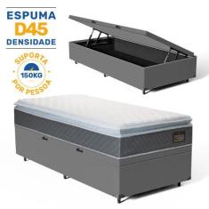 Cama Box Baú com Colchão de Espuma D45 Pillow Top Fort Comfort Solteir