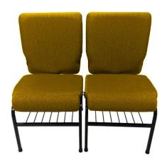 02 Cadeiras para Igrejas c/ Porta Biblía e Porta Cálice Amarelo