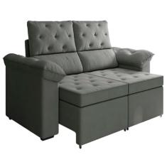 Sofá Retrátil 2 Lugares Inglaterra Suede Cinza Selmer