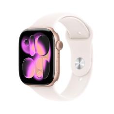 Apple Watch Series 11 GPS, Caixa em alumínio rosa‑dourado de 46 mm com Bracelete desportiva rosa leve - P/M