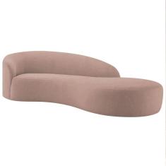 Divã Recamier Orgânico França 180cm Lado Direito Linho - Amarena Moveis Cor Rosê