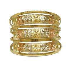 Anel Em Ouro 10k 416 3 Meias Canas, 11