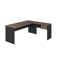 Mesa de Escritório em L 1,80x1,60M com 2 Gavetas Work30 Compace Carvalho Dark/Preto Ônix