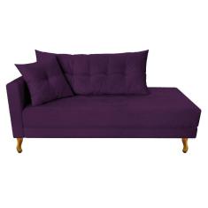 Recamier Azura 160cm Com Almofada Lado Direito Suede Cor Roxo
