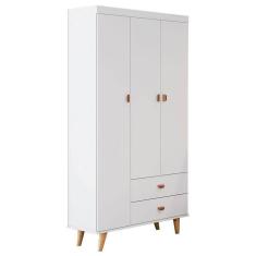 Guarda Roupa Infantil Retrô Duda 3 Portas Branco Acetinado Bétula - Carolina