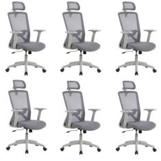 Kit com 6 Cadeira para Escritório Office Dallas Cinza