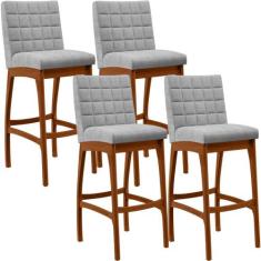 Kit 04 Banquetas Altas Para Cozinha Sala De Jantar Fixa Mila B04 Boucl