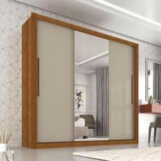 Guarda Roupa Casal 3 Portas e 4 Gavetas com Espelho Central Panamá - S