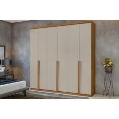 Guarda Roupa Casal 6 Portas E 4 Gavetas Alonzo New Amêndoa-off White