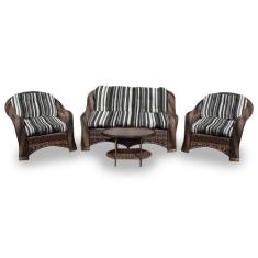 Conjunto de Sofá Fibra Sintética Melo - 1 Sofá 2 L + 2 Poltronas + 1 M