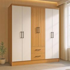 Guarda-Roupa Casal 6 Portas 2 Gavetas 8 Prateleiras 1 Cabideiro Califo