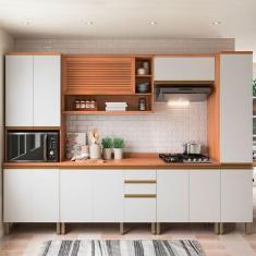 Cozinha Completa Macadâmia 12 Portas 3 Gavetas Freijó/Branco 914431 - 