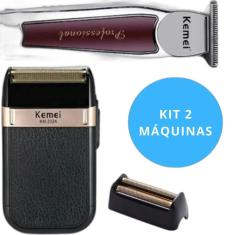 Kit Total Masculino Kemei: Barbeador 2024 E Máquina Corte E